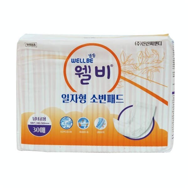  웰비 일자형 소변패드 30개 [1팩(30개)]