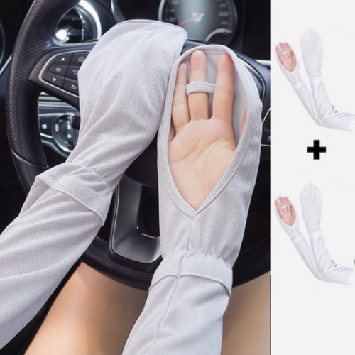 허블리 자외선차단 쿨링 손등토시 (화이트+화이트)_이미지