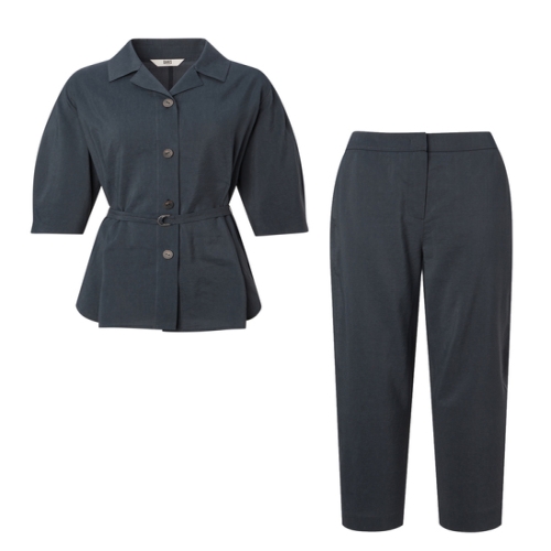 LF 닥스레이디스 여성 린넨혼방 5부소매셔츠 & 스트레이트핏 밴딩 팬츠 1DSH5BI41G3