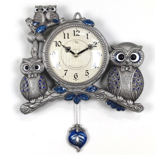 스몬  주석도금길부엉이가족 부엉이 무소음 인테리어 벽시계