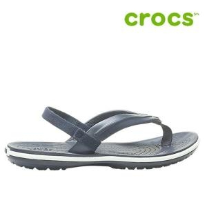 크록스 크록밴드 스트랩 플립 샌들 네이비 (205777-410)_이미지