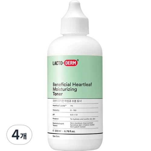 종근당건강 락토덤 피부에 유익한 어성초락토 수분 토너 200ml (4개)