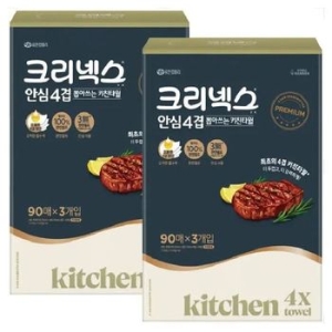 크리넥스 안심 4겹 뽑아쓰는 키친타월 90매 (3입)이미지입니다. 누르면 해당 게시물로 새창이동합니다.