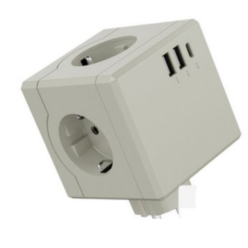 알토디자인 에코너 3구 16A 콘센트형 USB 고용량 큐브멀티탭_이미지