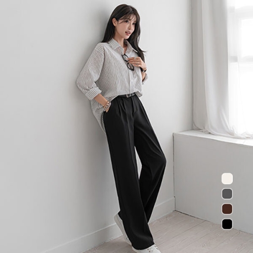 나크21 S-XL 뒷밴딩 핀턱 와이드슬랙스 NK61-PS-10_이미지