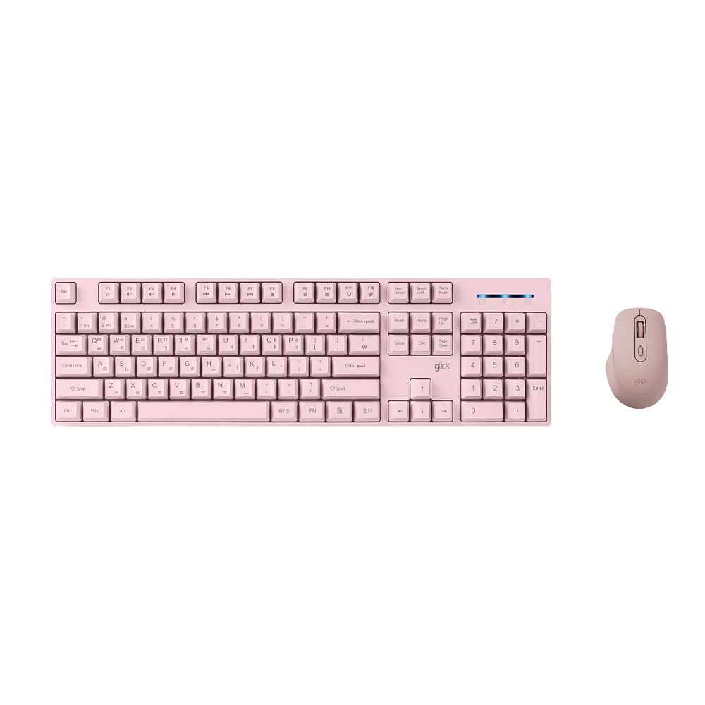 지클릭커 오피스프로 WMK629 스탠다드M 무선 키보드 마우스 세트 (핑크)_이미지