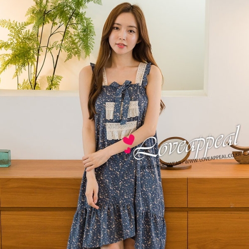 국산 실크느낌 플라워 블루 끈스타일 9552SG 골프