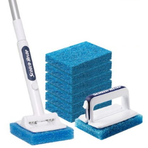 3M 스카치브라이트 올인원 욕실청소용 크린스틱 핸들 + 롱핸들 + 리필 x 8개