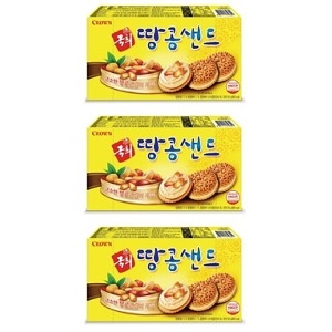 크라운제과 국희 땅콩샌드 155g 3개