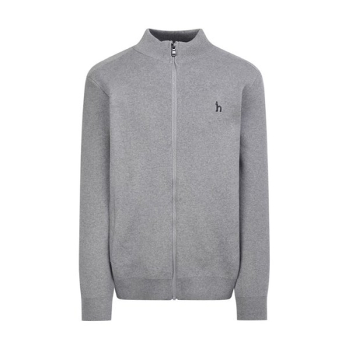 LF 헤지스레이디스 HAZZYS 그레이 로고자수 면 집업 니트 WHSW5A101G2