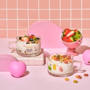 SGC솔루션 글라스락 해피베어 시리얼 머그 450ml 2조세트_이미지