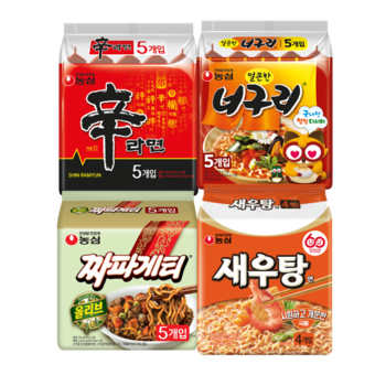 농심 신라면5개 + 너구리5개 + 짜파게티5개 + <b>새우탕</b><b>면</b>4개