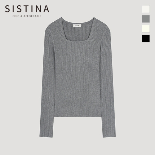 인동에프엔 시스티나 신상 골지 슬림핏 스퀘어넥 니트_ASKPOP11680