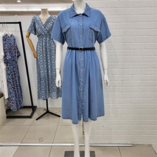 해리앤 DP01 투포켓 카라 벨티드 청 원피스 HOSP3711_이미지