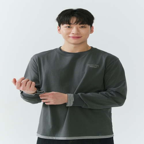 HC09 남성 전사 프린트 크루넥 긴팔 티셔츠 AQ1WTL205 CH