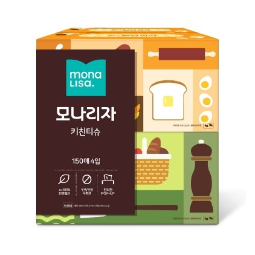 모나리자 키친티슈 150매 (4입) (3팩(12입))