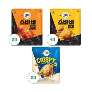 크리스피 순살치킨 x 3개 + 소바바 소이허니 순살 x 4개 + 소바바 양념 순살 x 3개
