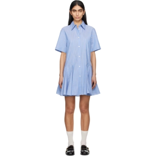 마르니 블루 코튼 포플린 스트라이프 셔츠 미니 드레스 251379F052003