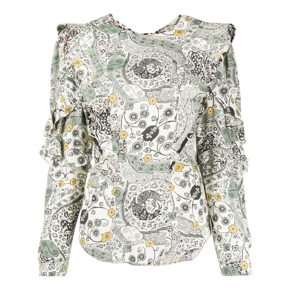 이자벨마랑 이사벨 플로럴 프린트 러플 트리밍 블라우스 HT161220P024E T_이미지