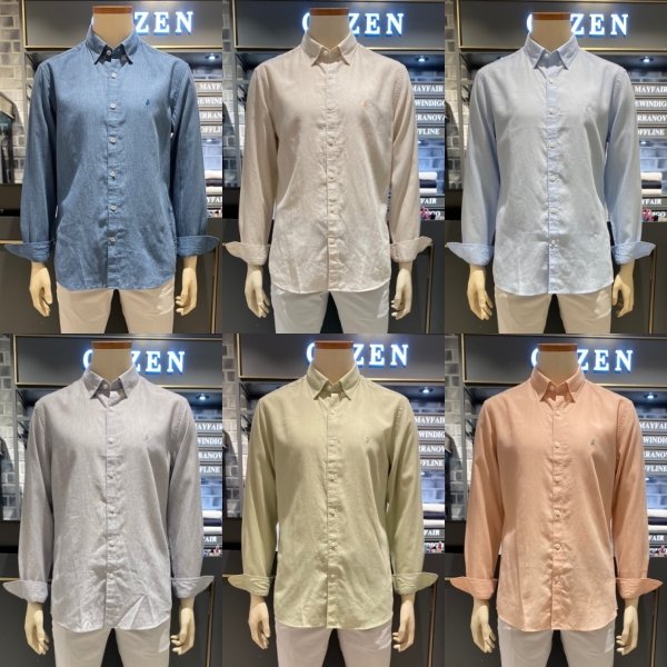 린넨 혼방 솔리드 긴팔 셔츠 ZOC2WC1301