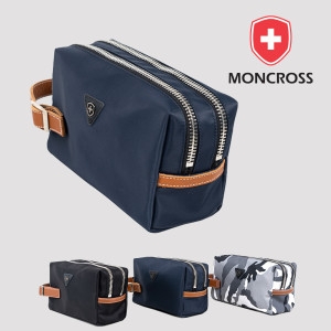 스위스몽크로스 몽크로스 발수코팅 가죽 스트랩 더블포켓 골프파우치 MG010