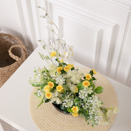 [불명] 찔레꽃장독대수반set 36cmP 조화 꽃 선물 인테리어 FMFUFT