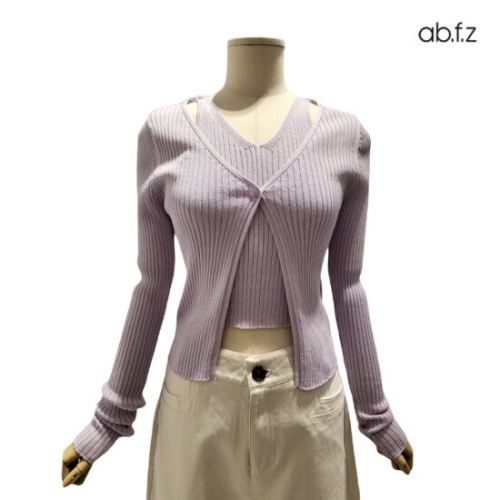 Ab.f.z 가디건 레이어드 스타일 골지 긴팔 니트 APZ1ZW3_이미지