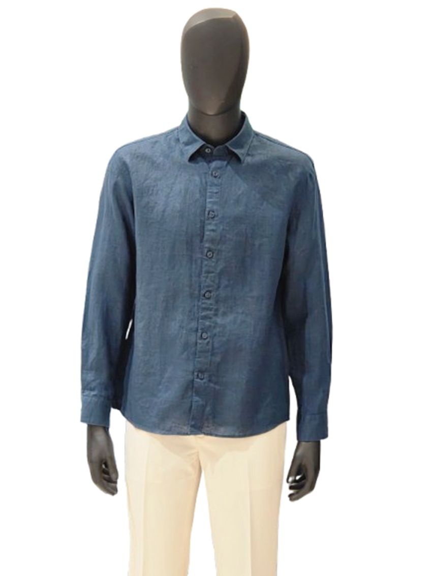  바쏘 SS 다크블루 데일리 린넨100 카라 긴팔남방셔츠KBGAATT39A