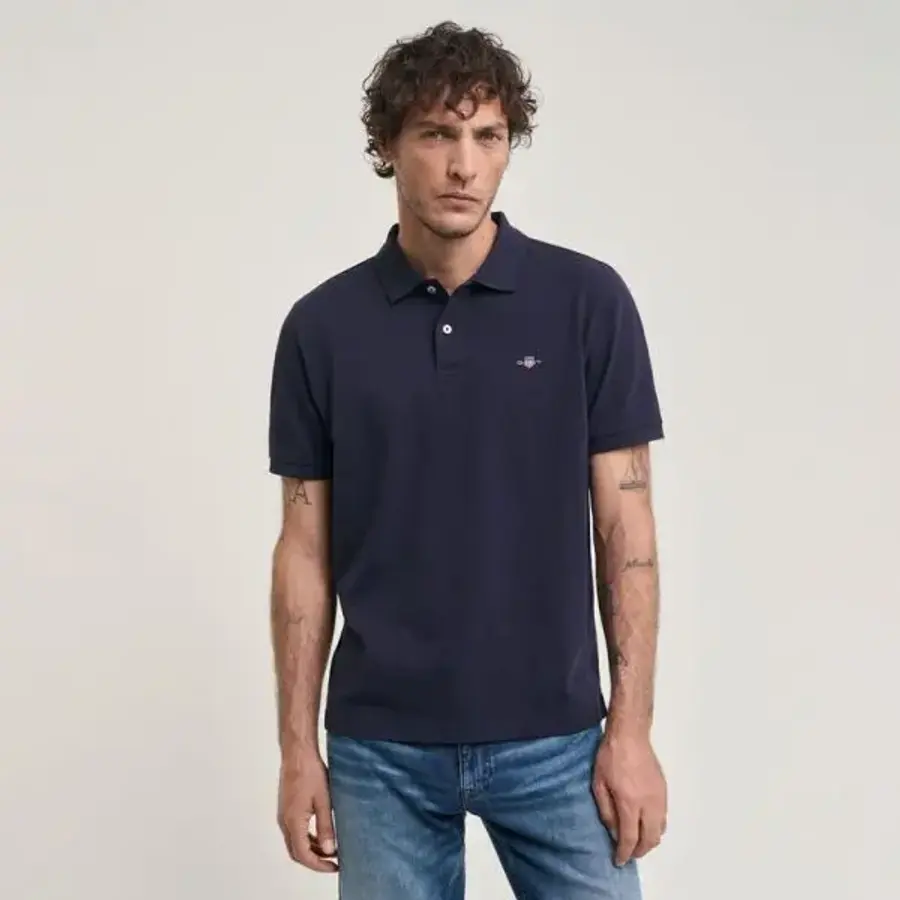 자수 아카이브 실드 폴로 셔츠 블루 7632634