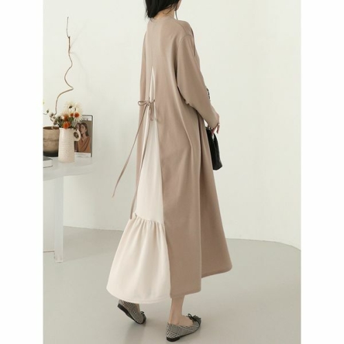 시크루즈 하울 뒷 삼각 프릴 배색 스트링 원피스_BDOP233_이미지