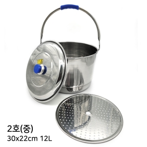 한양금속 스텐 들통 2호 12L 30x22cm 곰솥 빨래솥