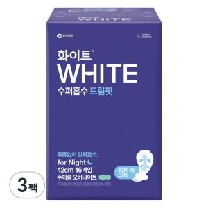 유한킴벌리 화이트 수퍼흡수 드림핏 수퍼롱 오버나이트 16개 (3팩(48개))