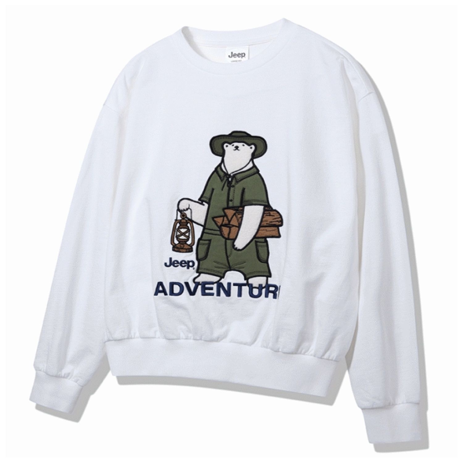 JEEP 남녀공용 베어 아플리케 미니쭈리 맨투맨 티셔츠 P1TSU814_이미지