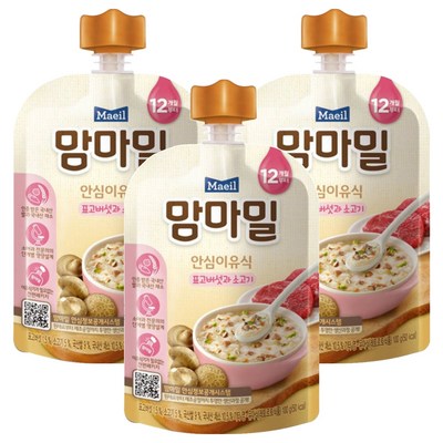 매일유업 맘마밀 안심이유식 표고버섯과 소고기 100g (3개)