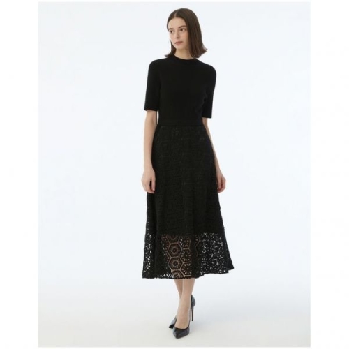 질스튜어트 뉴욕 우먼 리뷰이벤트 블랙 레이어드 코튼혼방 5부소매 원피스 WJDR3D150BK 793982