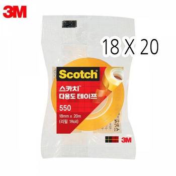 3M 스카치 550 다용도 테이프 리필 18mm x 20m (4개)
