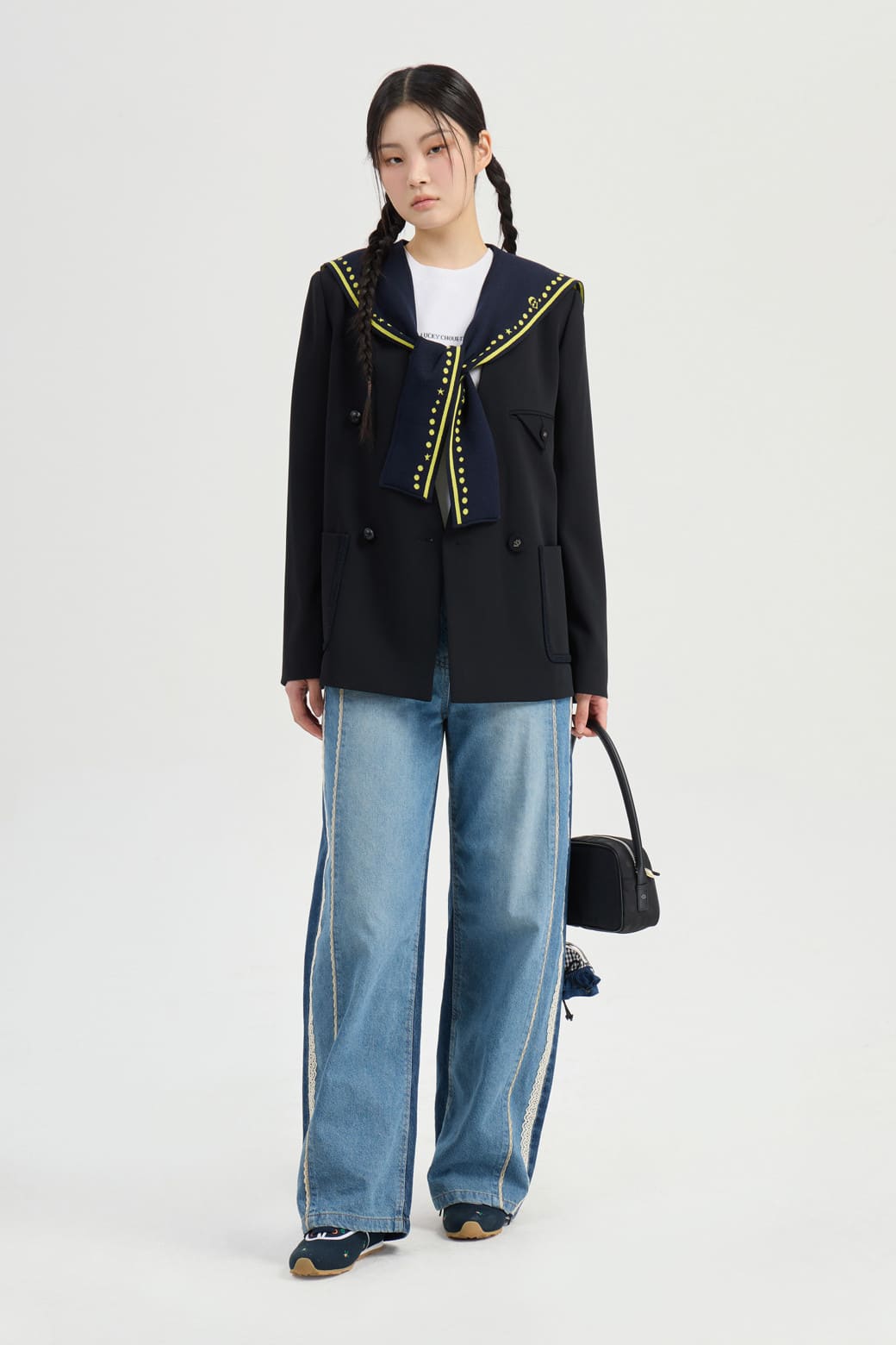 럭키슈에뜨 No Collar V-neck Jacket black LFJAM26320BKX
