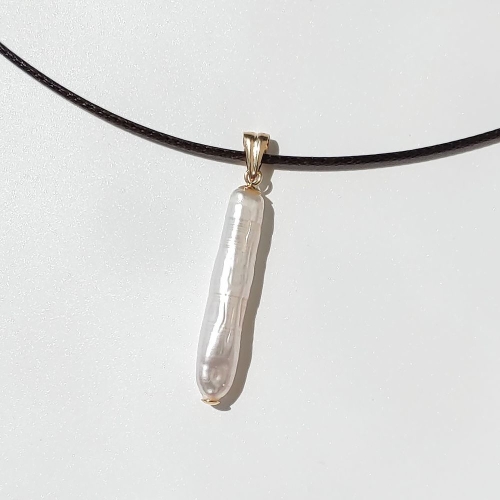 에버링 14K 금 바로크 진주 실키 목걸이 주상절리_NPHA4504