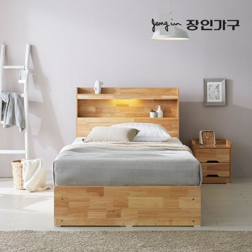  장인가구 노마 서랍 수납 LED침대 SS [매트별도]