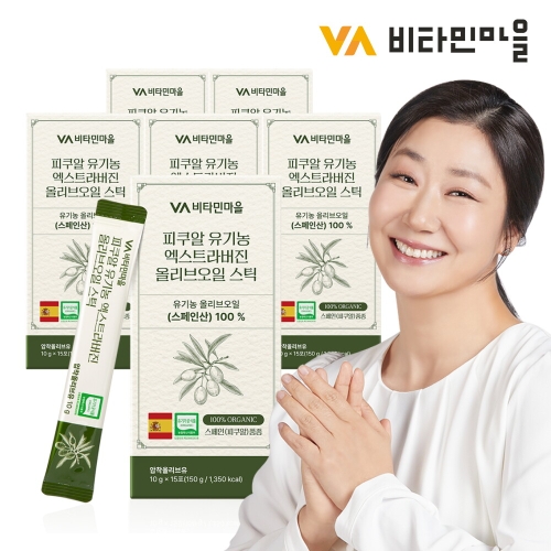 비타민마을 피쿠알 유기농 엑스트라버진 올리브오일 스틱 150g(10gx15포) (6개)