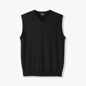 BLACK LABEL 워셔블 V넥 니트 베스트 블랙 핏