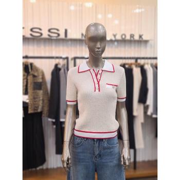 세이브존05 배색 카라넥 반팔 니트 티셔츠 JE35SZNSKO5830BGM E46476283