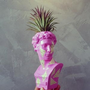 모리아트 모리아트  호피 트라이앵글 소형 미니 석고상화분 20cm+리본2개