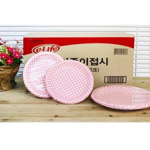 롯데알미늄 이라이프 칼라종이접시 18cm (핑크) [200개]