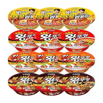 팔도 <b>왕뚜껑</b> 국물라볶이 130g x 3개 + <b>왕뚜껑</b> 110g x 3개 + 김치 <b>왕뚜껑</b> x110g x 3개 + 짬뽕 <b>왕뚜껑</b> 110g x 3개