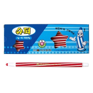 지구화학 슈퍼 낱색 색연필 12자루 1다스 빨강