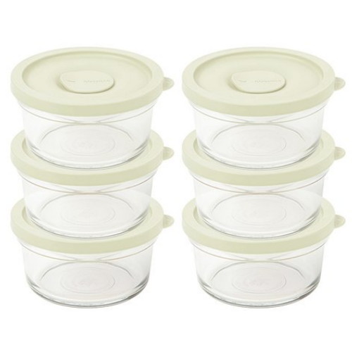 글라스락 렌지쿡 촉촉한 햇밥용기 원형 코코넛 밀크 350ml (6개)_이미지