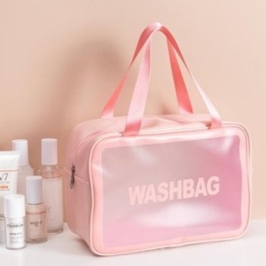 오너클랜 여행용워시백 PVC불투명여행세면파우치 핑크 대 WBE733E_이미지