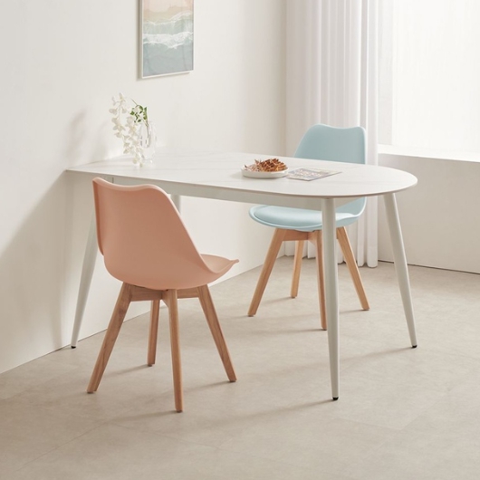 라로퍼니처  에버 반타원 포세린 통세라믹 식탁 1350 (의자2개)