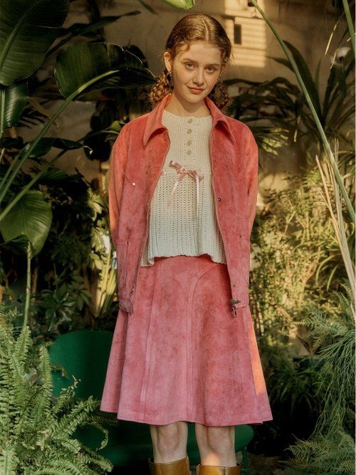 샐리 테일즈 CELITAILS SUEDE A-LINE SKIRT_PINK CE2313SK002MPK 374190_이미지